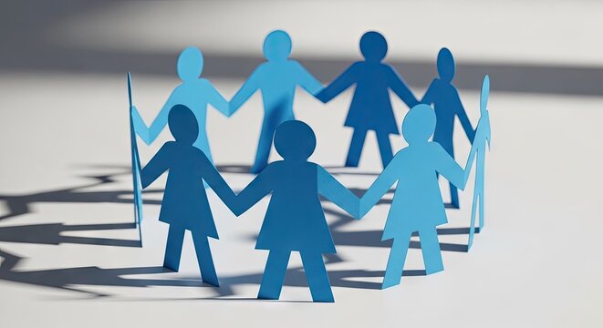 Connected paper figures in a circle depicting unity and community concepts