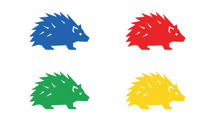 Four colorful hedgehogs in vibrant shades standing side by side © Shahin Studio