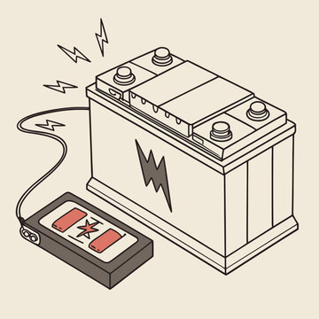 Car Battery Charging with Charger Illustration.