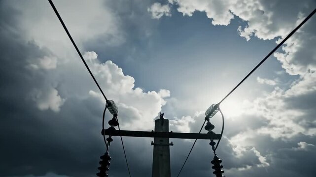 Dramatic Sky and Power Lines - A Stunning Visual Display.