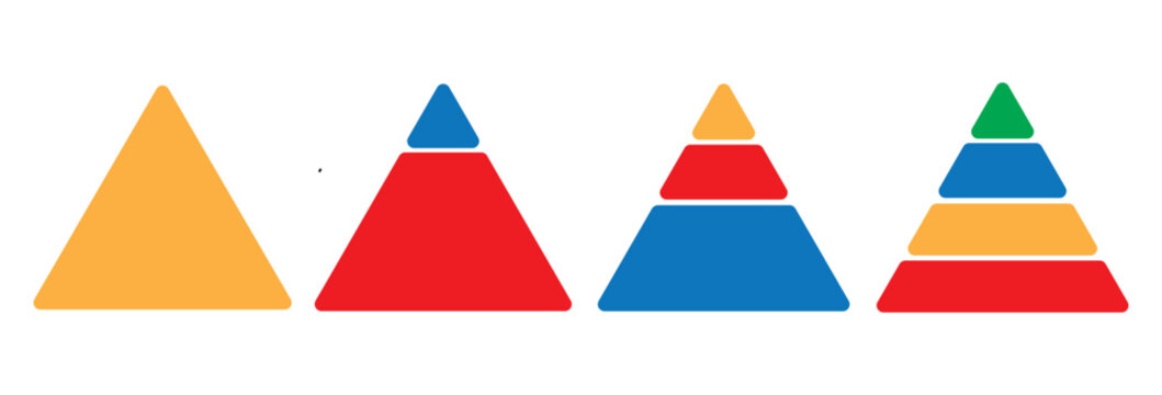 triangular pyramid colorful icon. Success and strategy signs. Business hierarchy symbols. educational materials. diagrams with ascending levels
