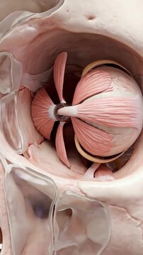 Eye anatomy 3d model detailed ocular muscle study human eye socket structure medical illustration of orbital cavity showing realistic tissue texture nerve muscle structure for human medical education