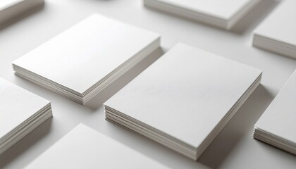 Fototapeta premium 白いカードの束が並ぶミニマルな3D背景（情報整理／ドキュメント管理の概念）