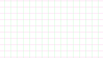 白背景 透過 パステルグリーンとピンクの細線チェックグリッド 春色の方眼紙風シンプルパターン（16:9）