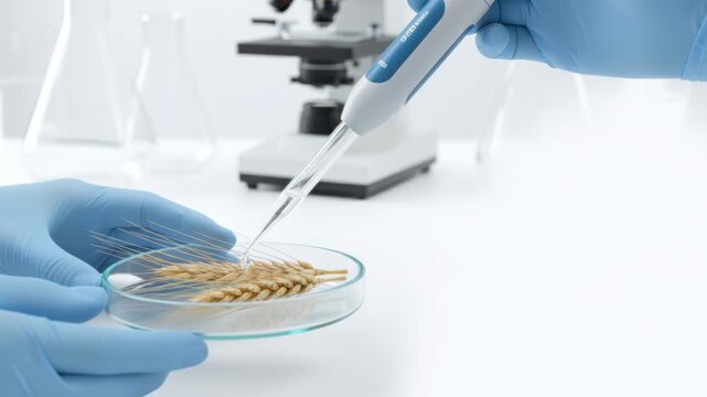 Technologist Analyzing Wheat Quality in Food Processing Lab for Agriculture Safety