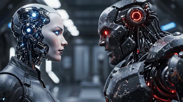 Futuristic Robots Face Off in a High-Tech Showdown.