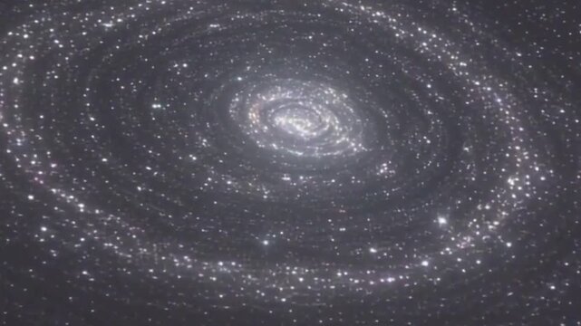 Futuristic Abstract Space Galaxy with Glowing Stars and Spinning Planets