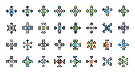 Naklejka premium A collection of colorful geometric shapes and symbols.