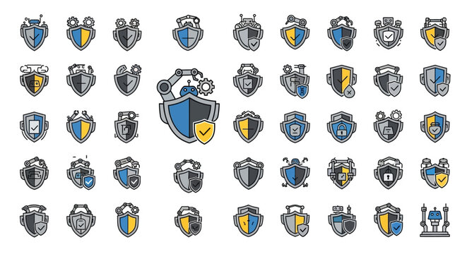 Collection of various shield logos and crests.