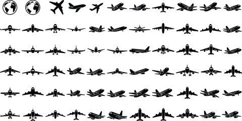 Black pine tree silhouette collection, evergreen forest coniferous plant icons, variety of spruce and fir shapes isolated on white background, SEO. © Empowerment angle 