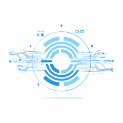 Obraz premium Futuristic digital interface with abstract circuit board patterns and data visualization elements