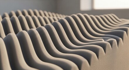 Fototapeta premium Macro photography of combed beige sand texture in a serene modern zen garden.