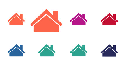 Collection of colorful house icons in different shades, representing diversity and options.