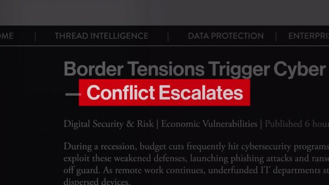Conflict escalates fast sequence news articles headline title animation with documentary style
