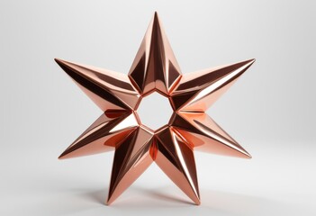 Obraz premium Three-dimensional rose gold star on white background