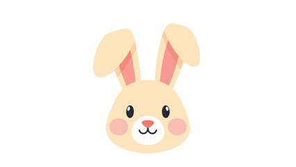 Fototapeta premium Cute Cartoon Bunny Face with Pink Cheeks and Big Ears, Adorable Easter Rabbit Icon