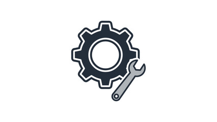 Obraz premium Gear and Wrench Icon: Industrial Mechanic Tool for Repair and Maintenance