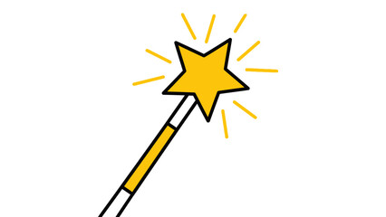 Fototapeta premium Magic Wand with Golden Star and Light Rays, Symbol of Fantasy and Wishes