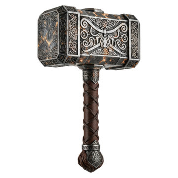 Fantasy Thor Hammer Mjolnir with ornate metal details