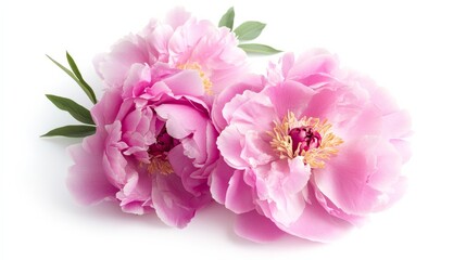 Fototapeta premium Beautiful peonies isolated on a white background for spring layouts, greeting cards, and invitations for various occasions