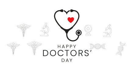 Stethoscope with Heart Doctors Day Greeting.