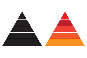 Pyramid vector icons set. Triangular pyramid icon. Triangle hierarchy data segments collection. Business concept. Vector illustration