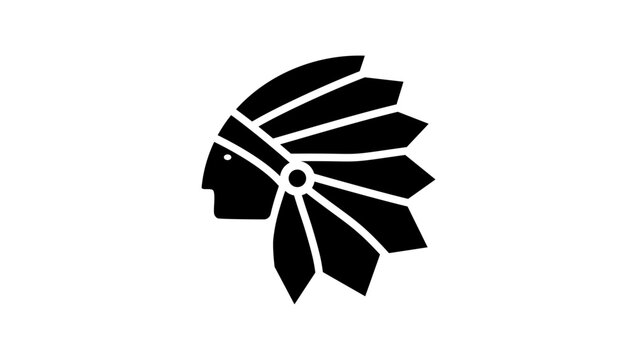Native American symbol, black isolated silhouette