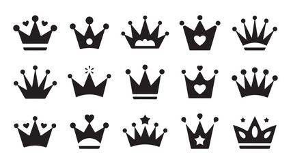 Princess tiara and royal crown vector icons set for wedding stationery and luxury business branding © MOST AKTER