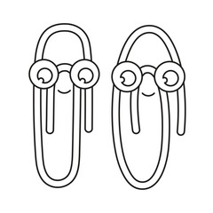 outline paper clips set isolated