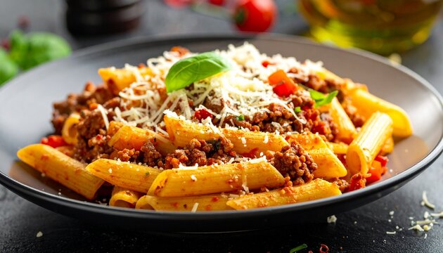 Penne mit Schweinehack und Paprika