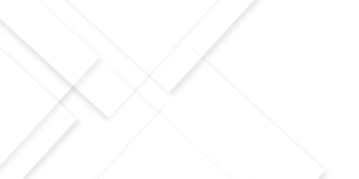 Abstract white background design with layers of textured white transparent material in triangle and squares shapes. White color technology concept geometric line vector white light grey background.