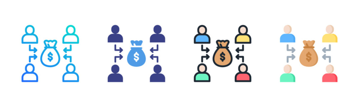 Crowdfunding Icon Set Vector Collection Isolated In Black And White