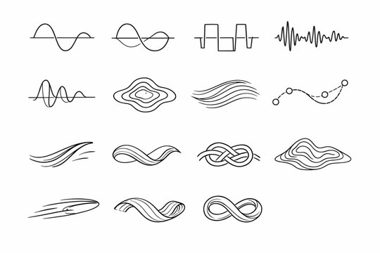 Generation vector curve ribbon knot trail wave image frequency simple icon motion