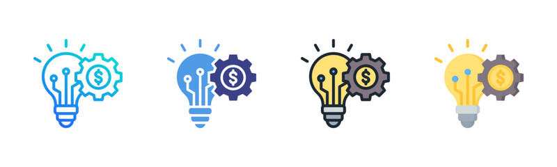 Fototapeta premium Business Innovation Icon Set Vector Collection Isolated In Black And White