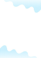 縦の背景　ボーダー柄の波線の枠　グラデーション　青