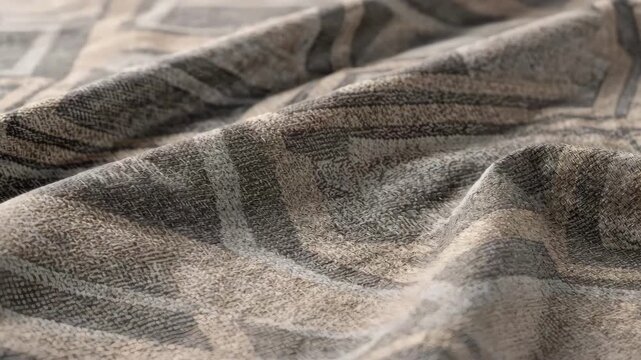 Sophisticated geometicpatterned jacquard fabric with sharp lines and shapes perfect for modern drapery adding depth and style to contemporary living spaces.
