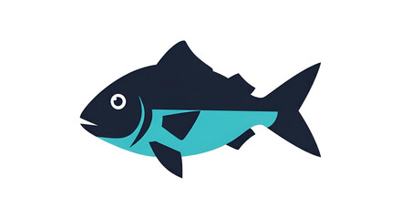 Obraz premium Stylized Aquatic Creature Illustration with Teal and Dark Blue Hues on Transparent Background