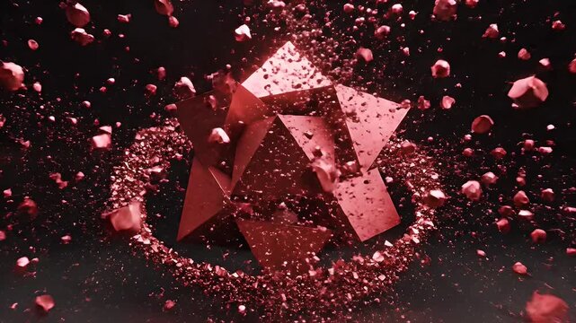 A swirling mass of red crystalline structures against a dark, cosmic background