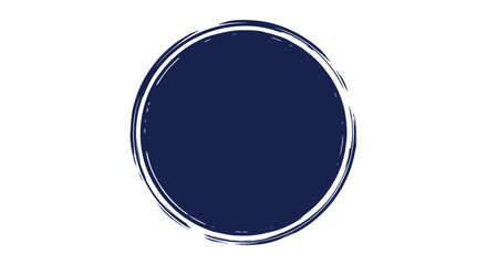 Artistic Hand-Drawn Navy Blue Brush Stroke Circle Grunge Frame Border Design