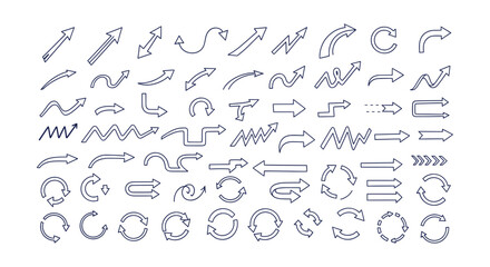 Naklejka premium Modern Outline Arrow Vector Icons Collection Set UI UX Design Elements
