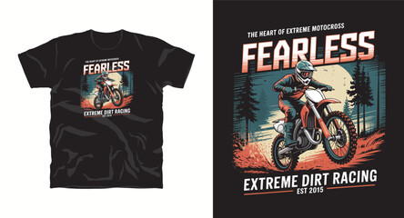 Fearless motocross illustration with rider and dirt track © Pronob