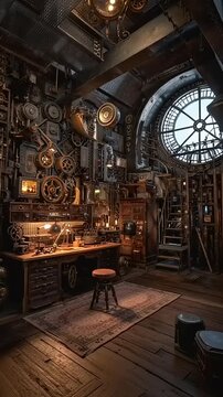 Vintage Clockmakers Workshop Interior.