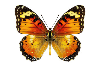 Fototapeta premium Vibrant orange butterfly with black and yellow wings