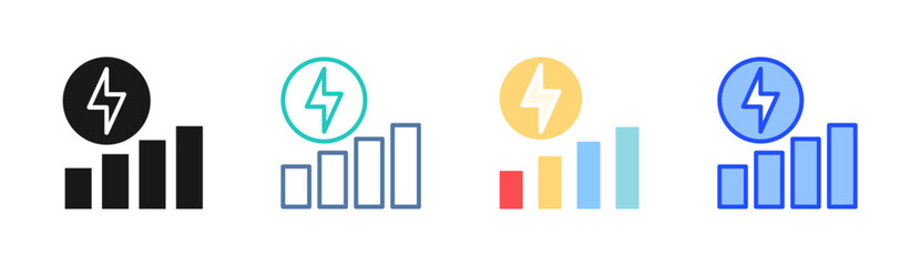 Energy Chart icon set multiple style collection