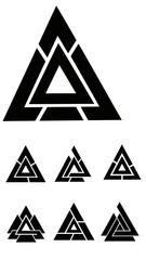 Valknut Symbol, Viking Knot, Norse Mythology, Celtic Triangles, Geometric Design