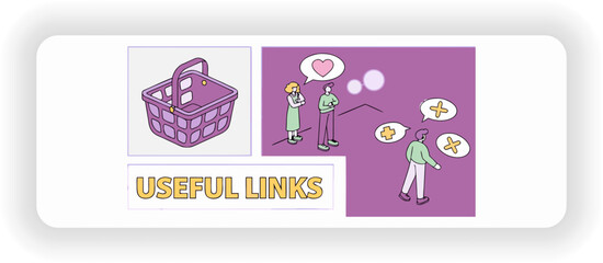 Obraz premium Web Page Useful Links and Shopping Cart Icon: A user-friendly web page design showcasing essential links and an intuitive shopping cart icon.