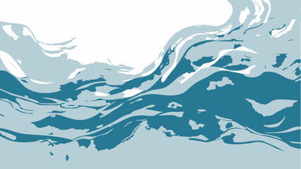 Vector Abyssal current. An artistic depiction of the sea, where cresting waves form an intricate play of movement and light. A true ocean narrative. 