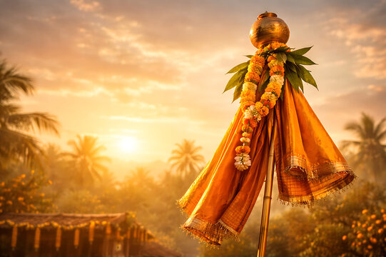 Gudi Padva / Gudi Padwa & Ugadi Celebration &ndash; Traditional New Year Festival with Gudi and Festive Decorations