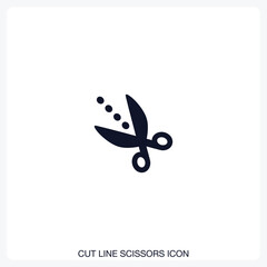 Cut Line Scissors Icon