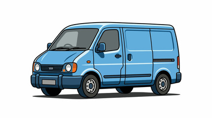 Blue van illustration on white background.
